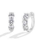 Moissanite Three-Stone Hoop Earrings 1.8 CTW Round Cut 925 Sterling Silver BandsCo Straps