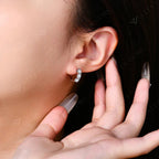 Moissanite Three-Stone Hoop Earrings 1.8 CTW Round Cut 925 Sterling Silver BandsCo Straps