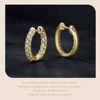 Moissanite Two-Tone Small Hoop Earrings 1cm Round Sparkling Engagement BandsCo Straps