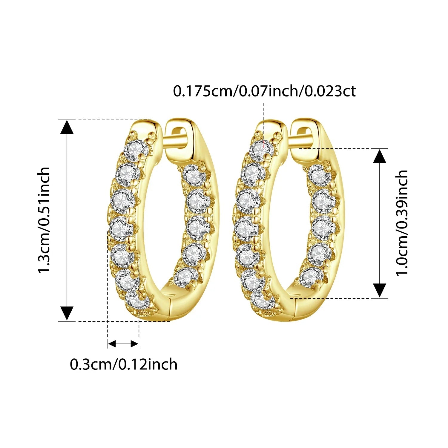 Moissanite Two-Tone Small Hoop Earrings 1cm Round Sparkling Engagement BandsCo Straps