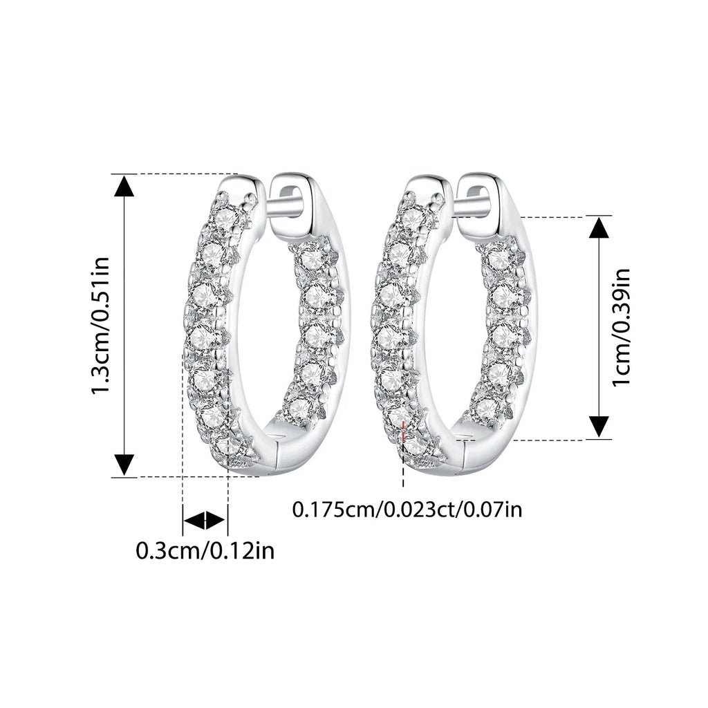 Moissanite Two-Tone Small Hoop Earrings 1cm Round Sparkling Engagement BandsCo Straps