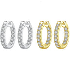 Moissanite Two-Tone Small Hoop Earrings 1cm Round Sparkling Engagement BandsCo Straps