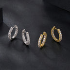 Moissanite Two-Tone Small Hoop Earrings 1cm Round Sparkling Engagement BandsCo Straps