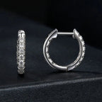 Moissanite Two-Tone Small Hoop Earrings 1cm Round Sparkling Engagement BandsCo Straps