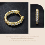 Moissanite Two-Tone Small Hoop Earrings 1cm Round Sparkling Engagement BandsCo Straps