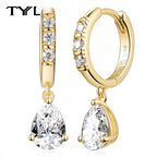 Moissanite VVS1 Drop Earrings 18K Gold Plated 925 Sterling Round Pear Square BandsCo Straps