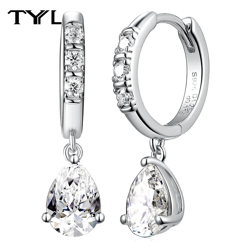 Moissanite VVS1 Drop Earrings 18K Gold Plated 925 Sterling Round Pear Square BandsCo Straps