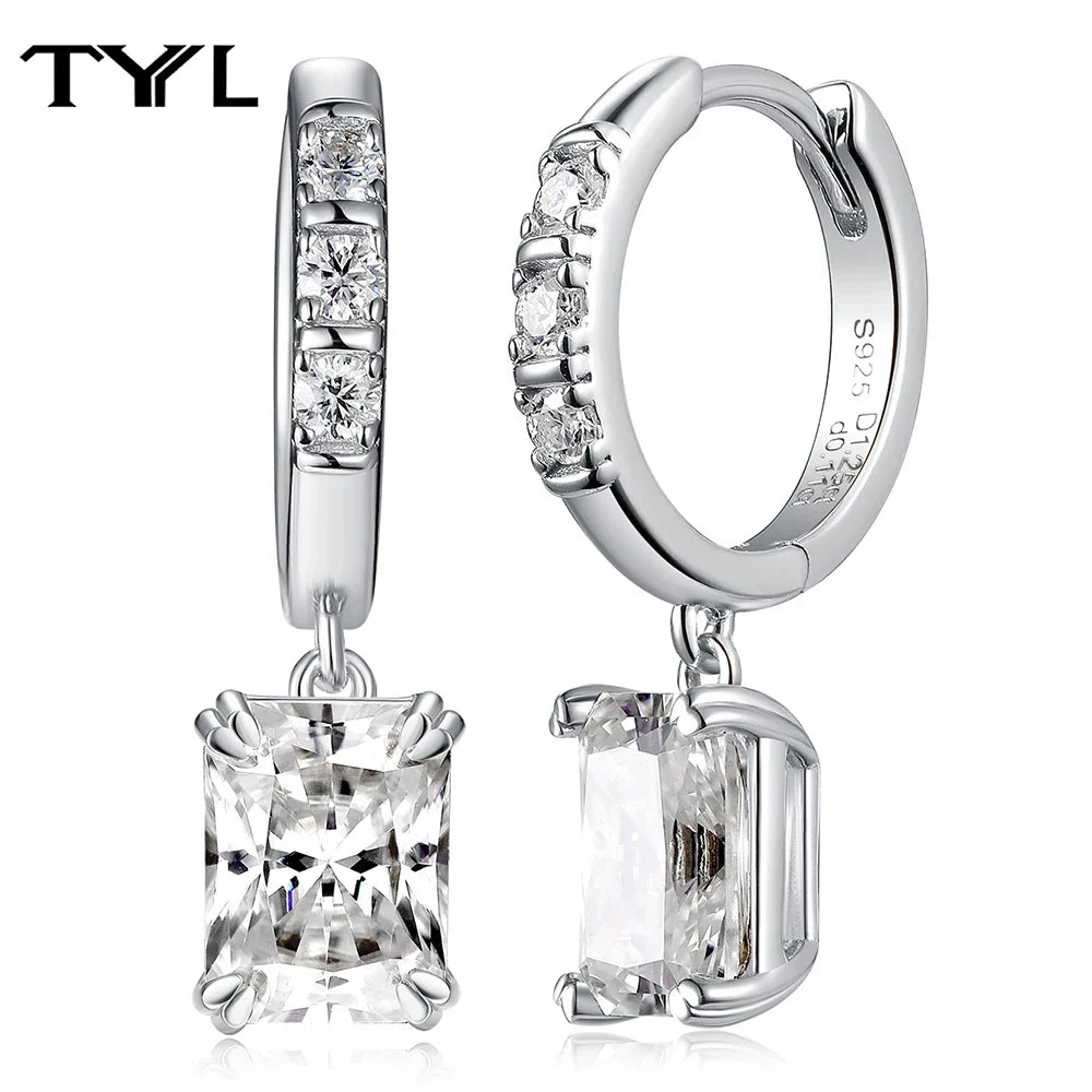 Moissanite VVS1 Drop Earrings 18K Gold Plated 925 Sterling Round Pear Square BandsCo Straps