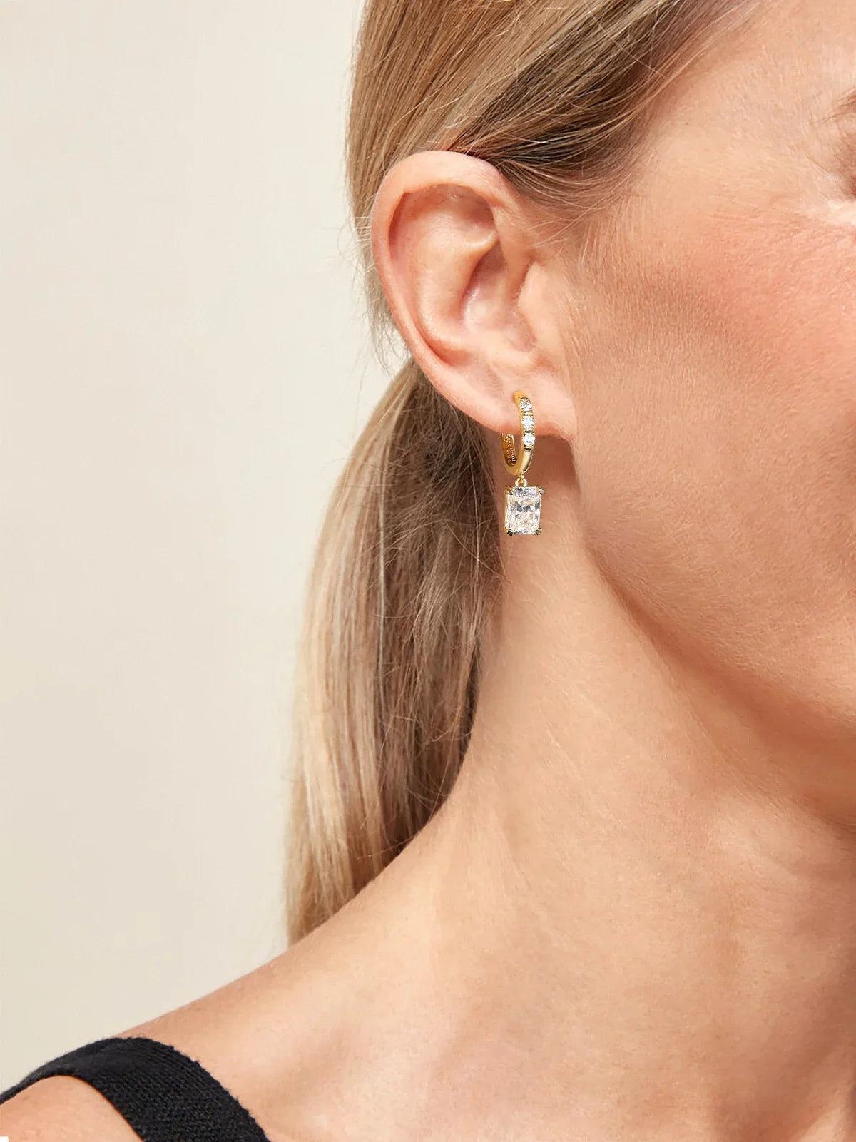 Moissanite VVS1 Drop Earrings 18K Gold Plated 925 Sterling Round Pear Square BandsCo Straps