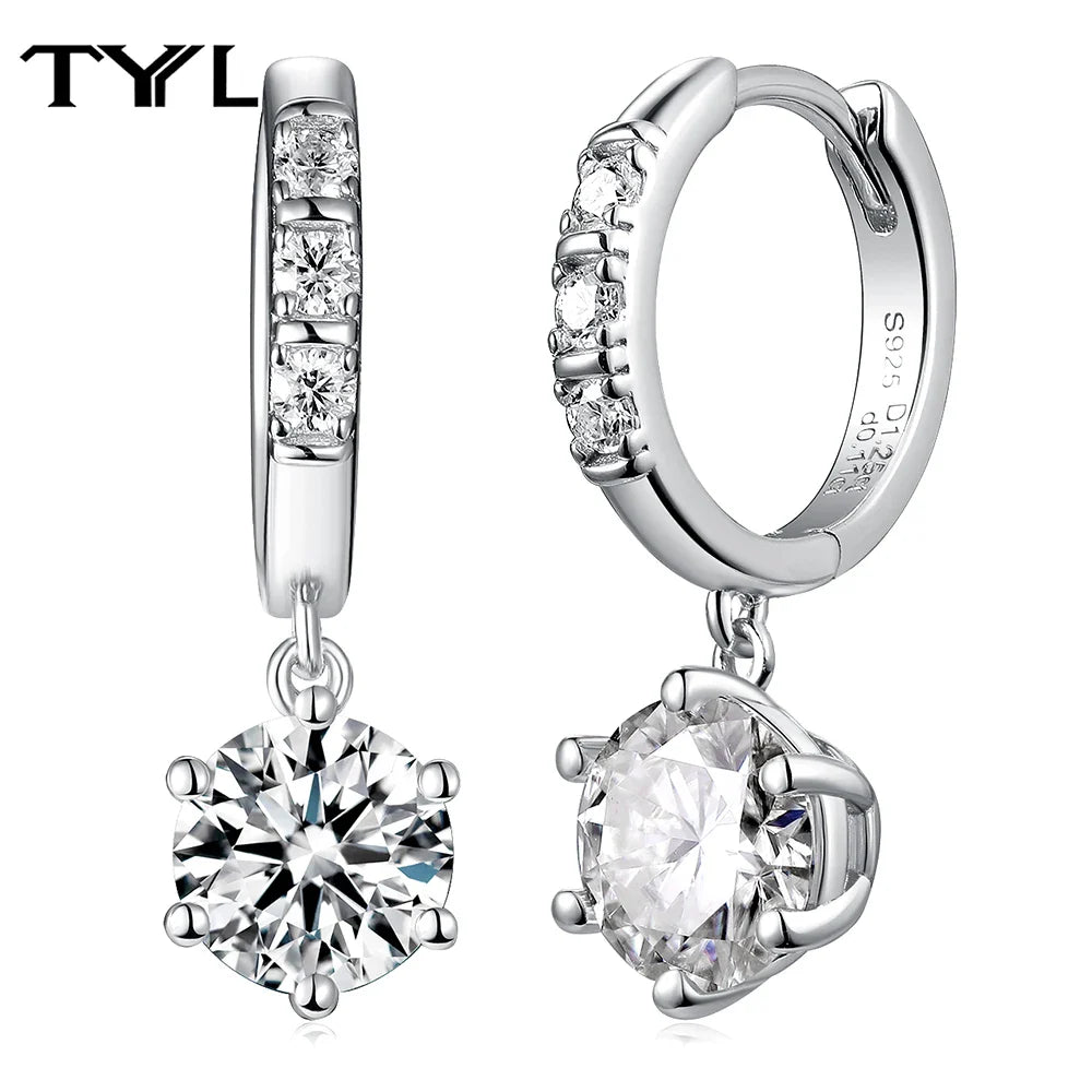 Moissanite VVS1 Drop Earrings 18K Gold Plated 925 Sterling Round Pear Square BandsCo Straps