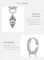 Moissanite 925 Sterling Silver Geometric Hoop Earrings For Women Fine Jewelry BandsCo Straps