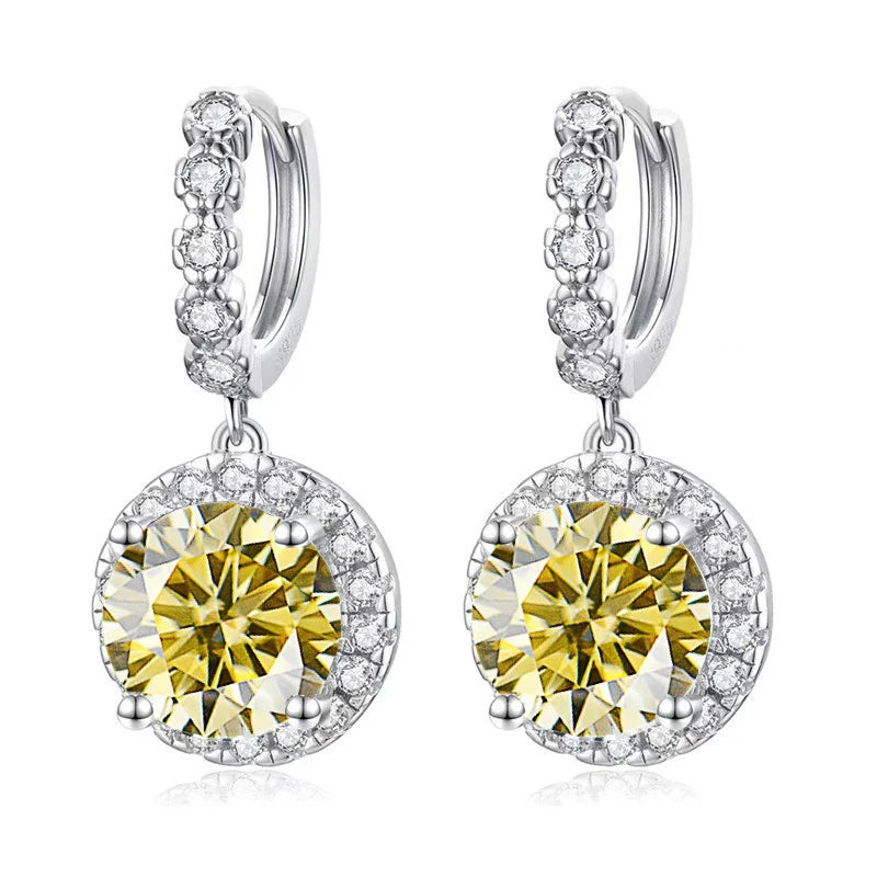 Moissanite 925 Sterling Silver Round D Color Drop Earrings Valentine's Gift BandsCo Straps