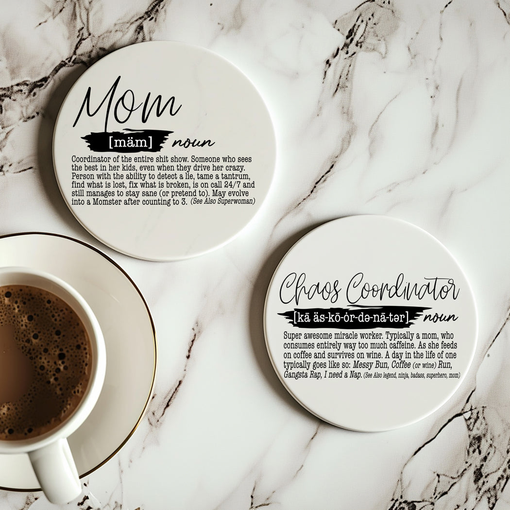 Adulting Funny Coaster Gift Set 6 Pack Humorous Quote Drink Coasters Home Bar Decor BandsCo Straps