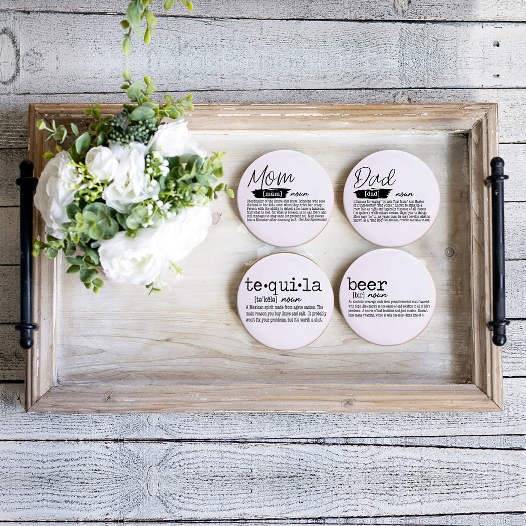 Adulting Funny Coaster Gift Set 6 Pack Humorous Quote Drink Coasters Home Bar Decor BandsCo Straps