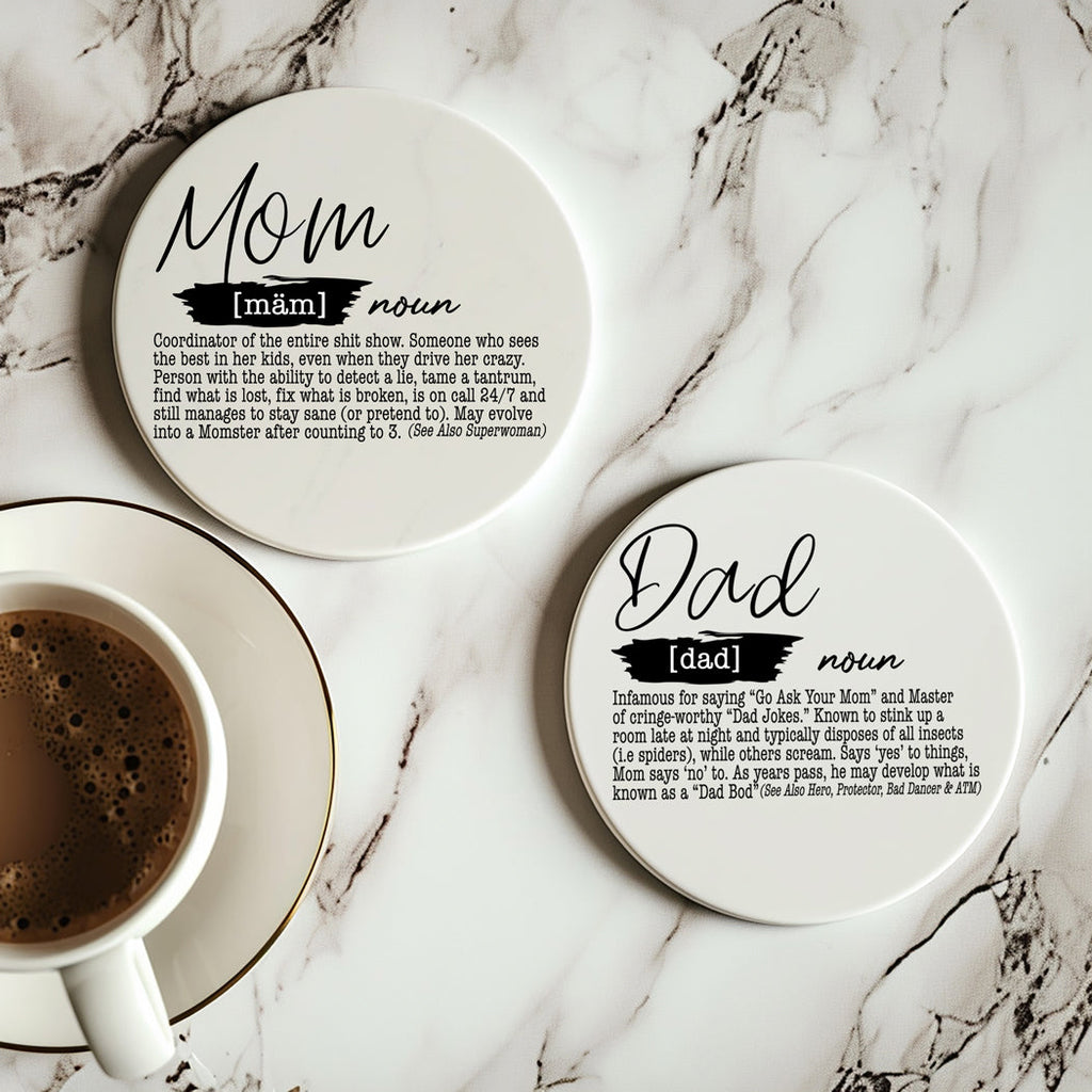 Adulting Funny Coaster Gift Set 6 Pack Humorous Quote Drink Coasters Home Bar Decor BandsCo Straps