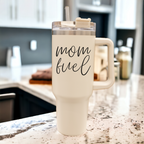 Mom Fuel 40oz Tumbler Insulated Stainless Steel Travel Cup With Straw Lid BandsCo Straps