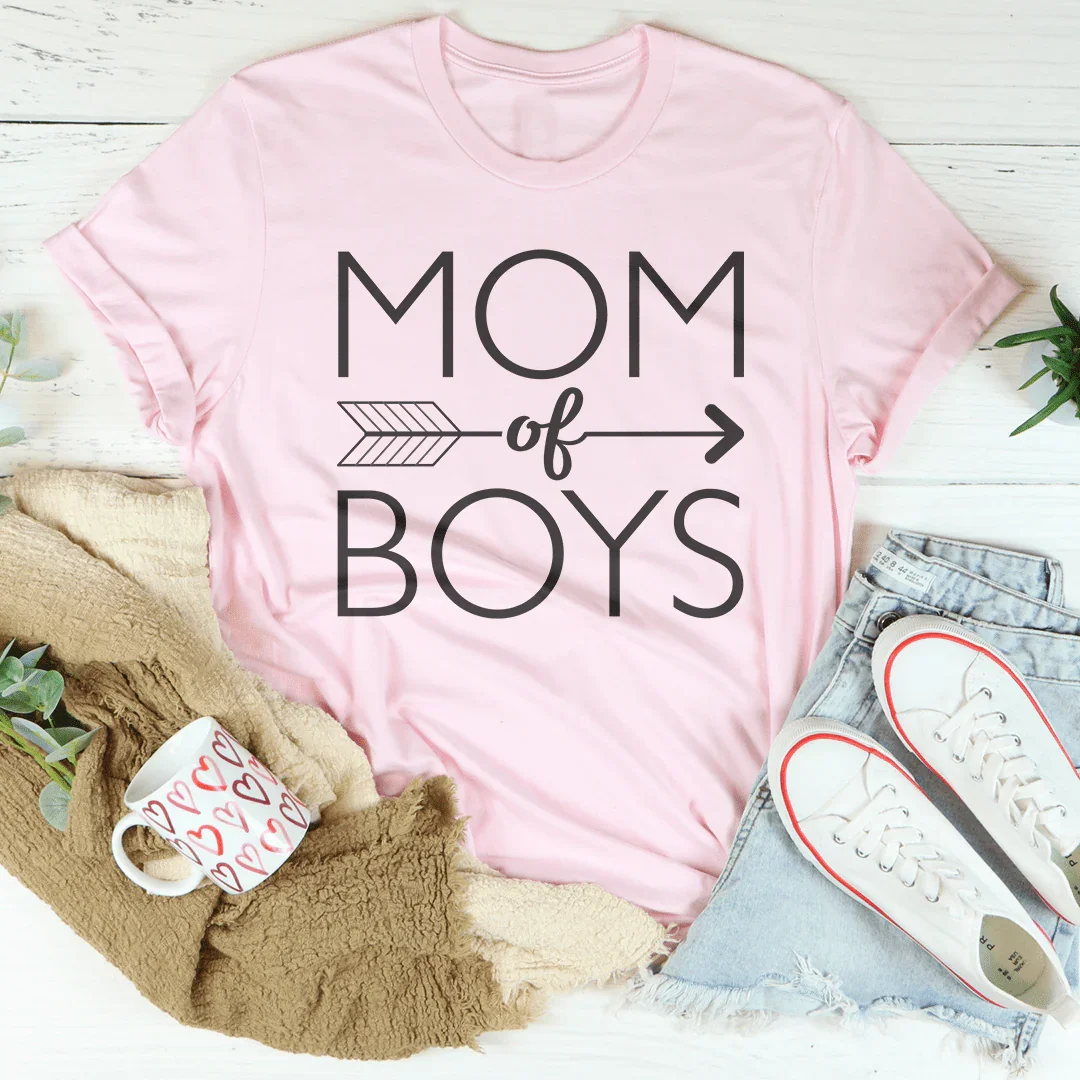 Mom Of Boys Tee Peachy Sunday