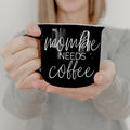 Mombie Mug 14.5Oz Black Ceramic Coffee Cup Funny Mom Survival Gift Motherhood Zombie Humor BandsCo Straps