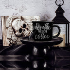 Mombie Mug 14.5Oz Black Ceramic Coffee Cup Funny Mom Survival Gift Motherhood Zombie Humor BandsCo Straps