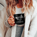 Mombie Mug 14.5Oz Black Ceramic Coffee Cup Funny Mom Survival Gift Motherhood Zombie Humor BandsCo Straps