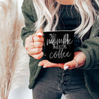 Mombie Mug 14.5Oz Black Ceramic Coffee Cup Funny Mom Survival Gift Motherhood Zombie Humor BandsCo Straps