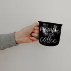 Mombie Mug 14.5Oz Black Ceramic Coffee Cup Funny Mom Survival Gift Motherhood Zombie Humor BandsCo Straps