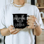Mombie Mug 14.5Oz Black Ceramic Coffee Cup Funny Mom Survival Gift Motherhood Zombie Humor BandsCo Straps