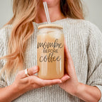 Mombie 20oz Glass Tumbler With Bamboo Lid Stainless Straws Coffee Hocus Pocus I Need Coffee