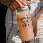 Mombie 20oz Glass Tumbler With Bamboo Lid Stainless Straws Coffee Hocus Pocus I Need Coffee