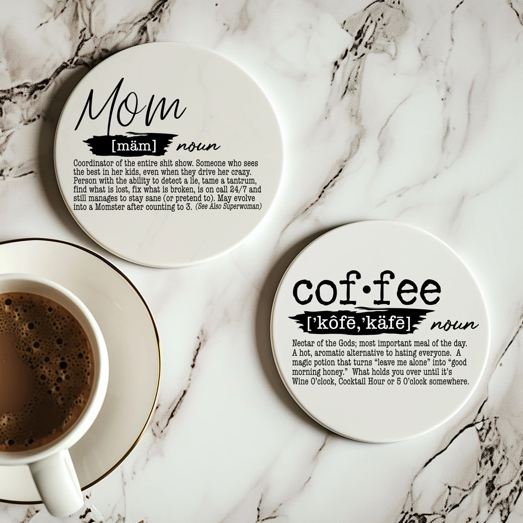 Adulting Funny Coaster Gift Set 6 Pack Humorous Quote Drink Coasters Home Bar Decor BandsCo Straps
