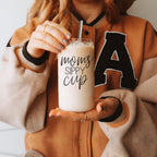 Mom's Sippy 17oz Glass Tumbler With Bamboo Lid 2 Stainless Straws And Cleaner BandsCo Straps