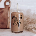 Mom's Sippy 17oz Glass Tumbler With Bamboo Lid 2 Stainless Straws And Cleaner BandsCo Straps
