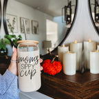 Mom's Sippy 17oz Glass Tumbler With Bamboo Lid 2 Stainless Straws And Cleaner BandsCo Straps