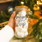 Mom's Sippy 17oz Glass Tumbler With Bamboo Lid 2 Stainless Straws And Cleaner BandsCo Straps