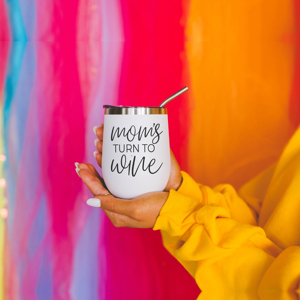 Mom's Turn 12oz Stainless Steel Insulated Travel Mug With Lid BPA Free Hand Wash Only BandsCo Straps