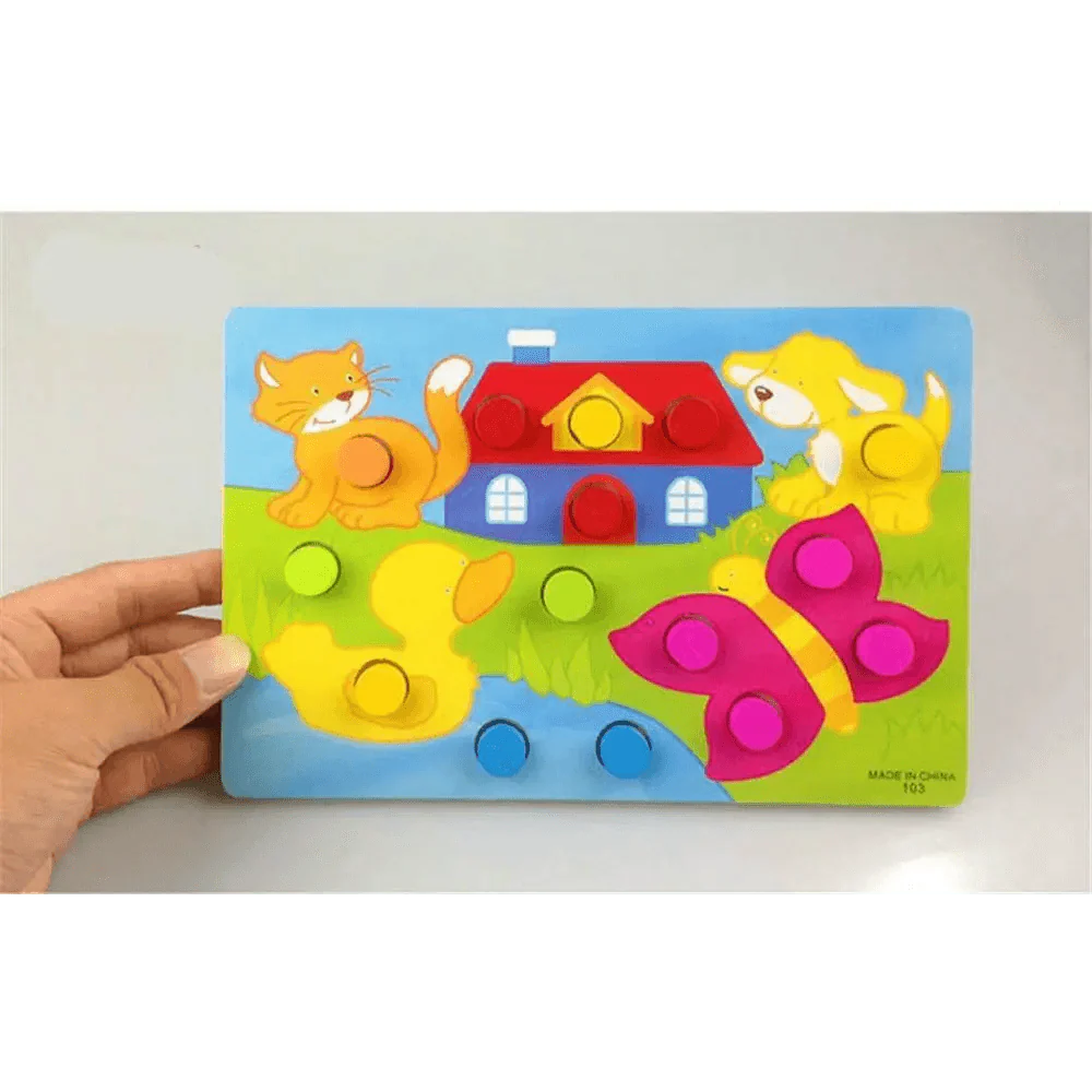 Montessori Cartoon Animal Educational Wooden Beaded Geometry  Digital Clock Puzzles Matching Clock Toy For Children - SJB-DIAMOND ELITES