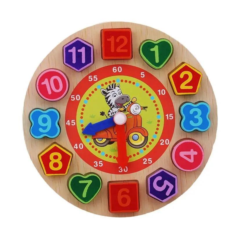 Montessori Cartoon Animal Educational Wooden Beaded Geometry  Digital Clock Puzzles Matching Clock Toy For Children - SJB-DIAMOND ELITES