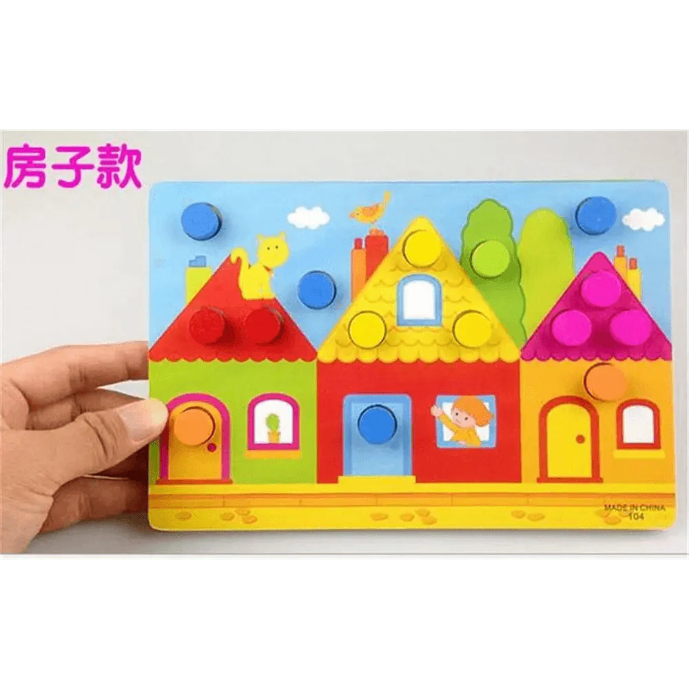 Montessori Cartoon Animal Educational Wooden Beaded Geometry  Digital Clock Puzzles Matching Clock Toy For Children - SJB-DIAMOND ELITES
