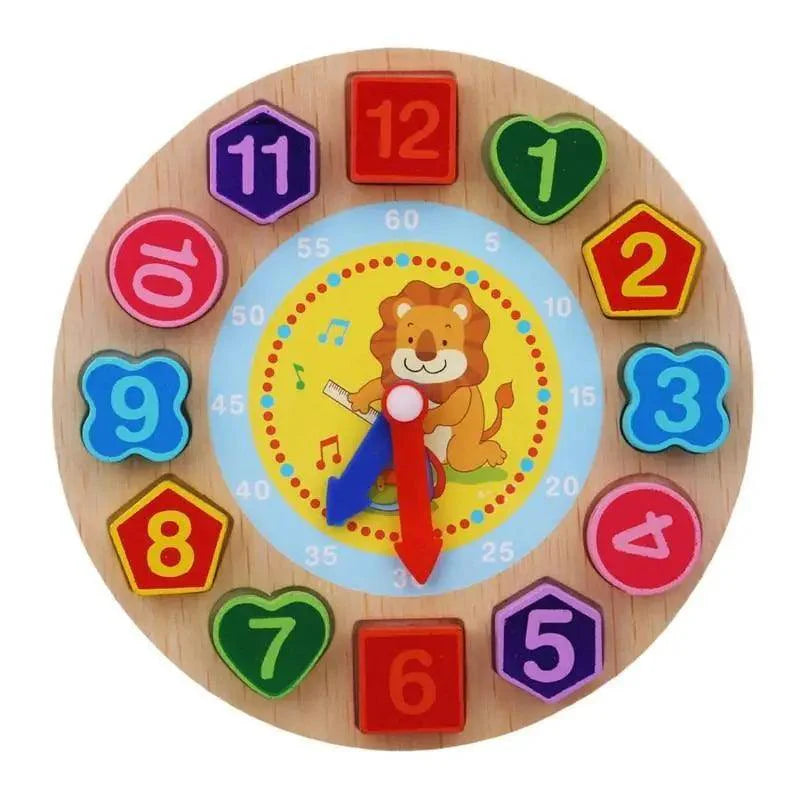 Montessori Cartoon Animal Educational Wooden Beaded Geometry  Digital Clock Puzzles Matching Clock Toy For Children - SJB-DIAMOND ELITES