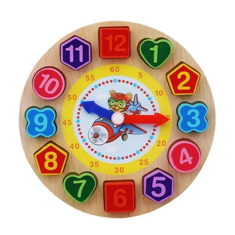 Montessori Cartoon Animal Educational Wooden Beaded Geometry  Digital Clock Puzzles Matching Clock Toy For Children - SJB-DIAMOND ELITES