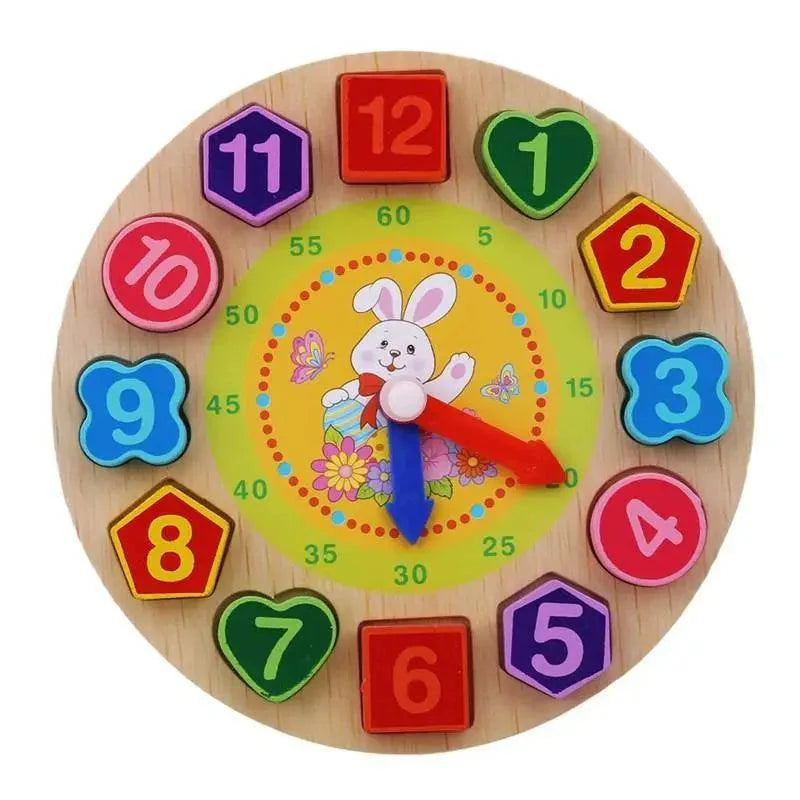 Montessori Cartoon Animal Educational Wooden Beaded Geometry  Digital Clock Puzzles Matching Clock Toy For Children - SJB-DIAMOND ELITES