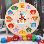 Montessori Cartoon Animal Educational Wooden Beaded Geometry  Digital Clock Puzzles Matching Clock Toy For Children - SJB-DIAMOND ELITES