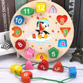 Montessori Cartoon Animal Educational Wooden Beaded Geometry  Digital Clock Puzzles Matching Clock Toy For Children - SJB-DIAMOND ELITES