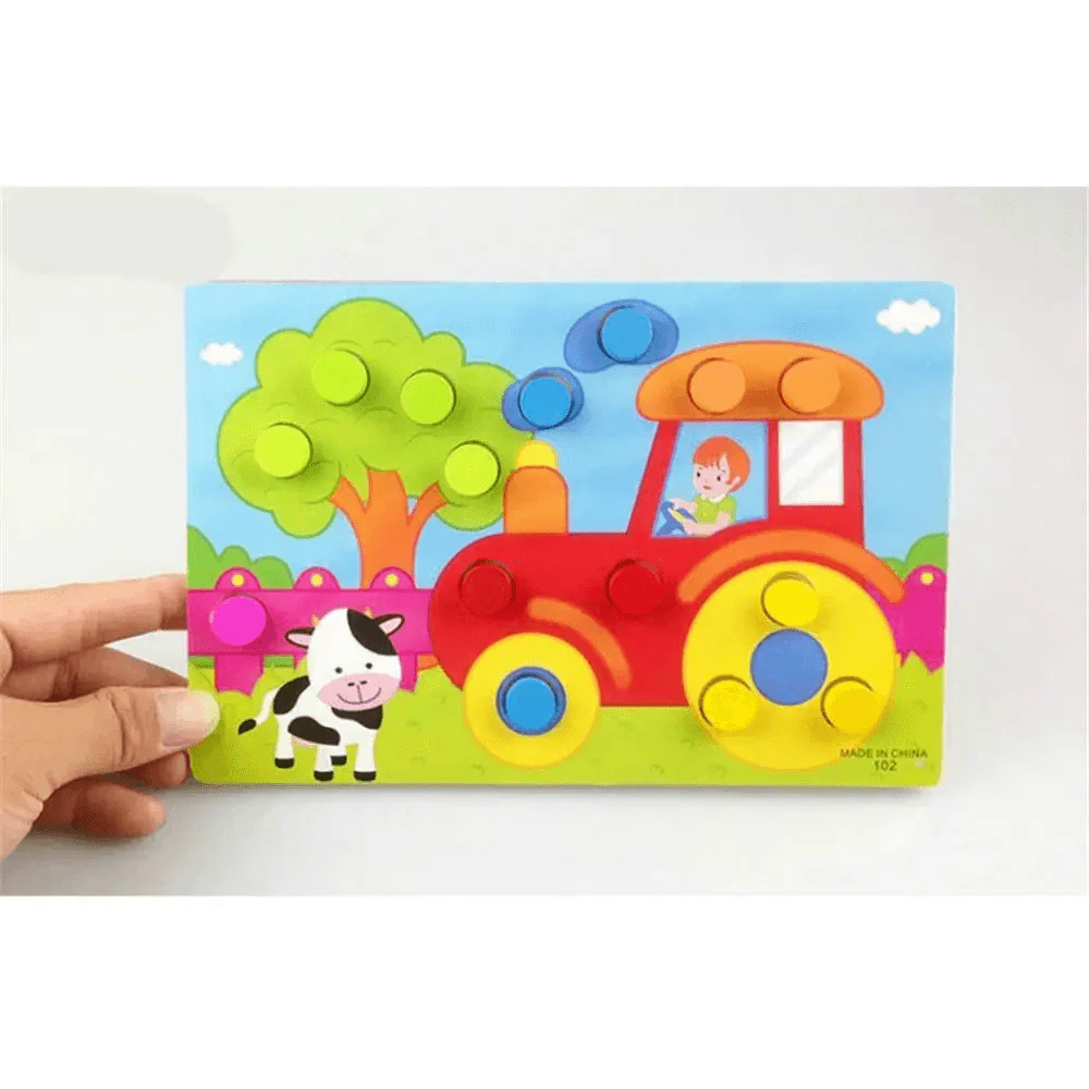 Montessori Cartoon Animal Educational Wooden Beaded Geometry  Digital Clock Puzzles Matching Clock Toy For Children - SJB-DIAMOND ELITES