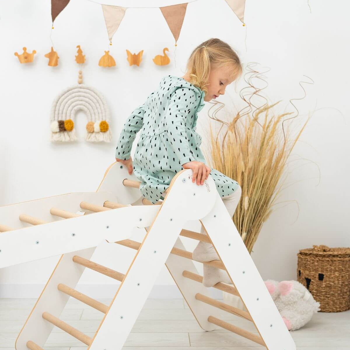 3 in 1 Montessori Climbing Set: Pikler Triangle + Sliding Ramp + Ladder - SJB-DIAMOND ELITES