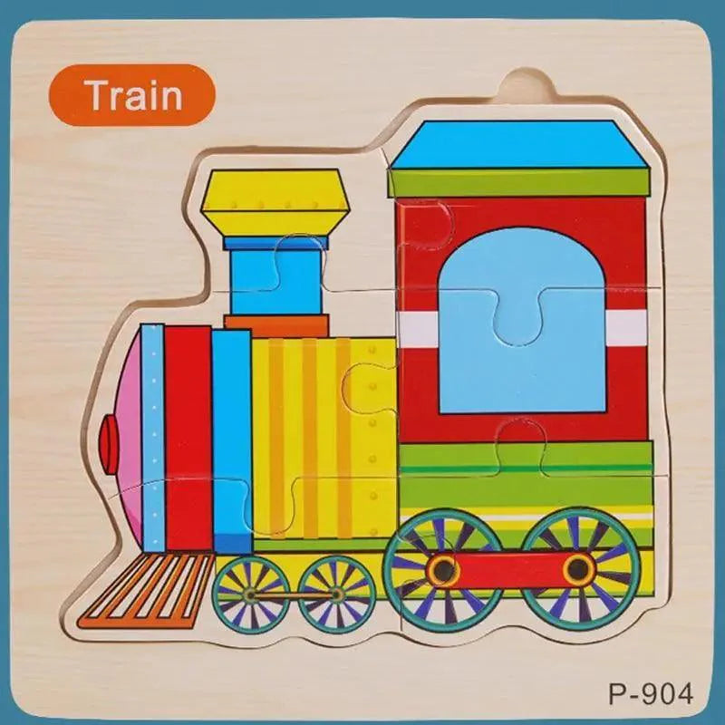 Montessori Games Baby Animals/traffic Kid's Cognition Puzzles Toys Wooden Cartoon Cognition Puzzle Toys Matching Education Game - SJB-DIAMOND ELITES