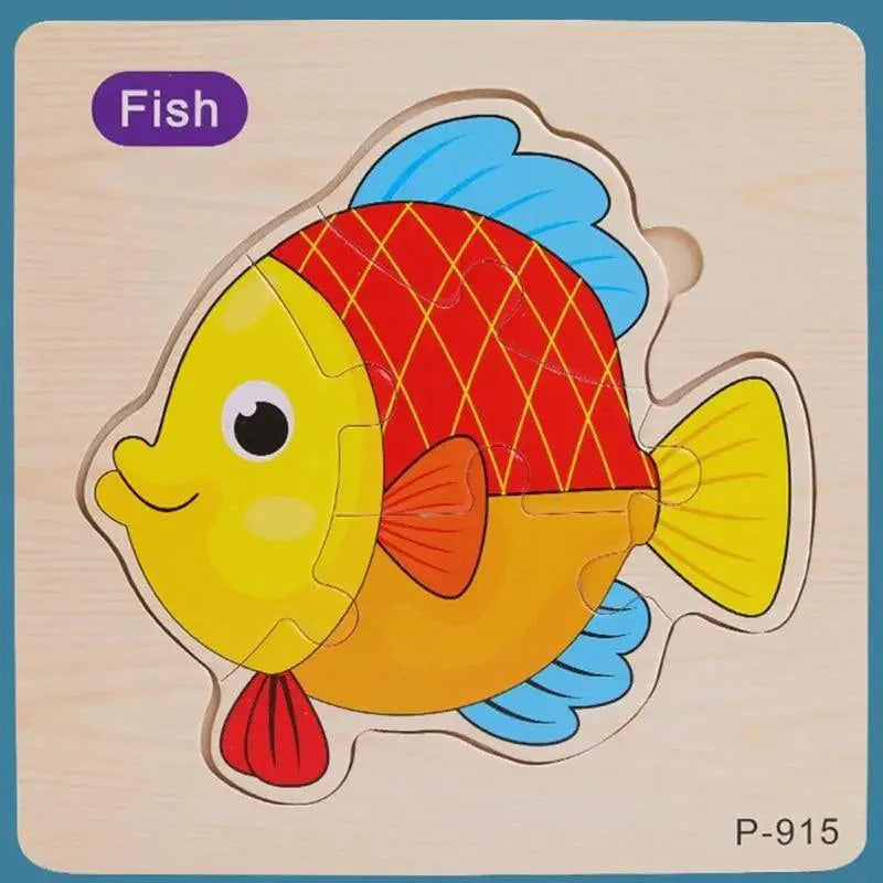 Montessori Games Baby Animals/traffic Kid's Cognition Puzzles Toys Wooden Cartoon Cognition Puzzle Toys Matching Education Game - SJB-DIAMOND ELITES