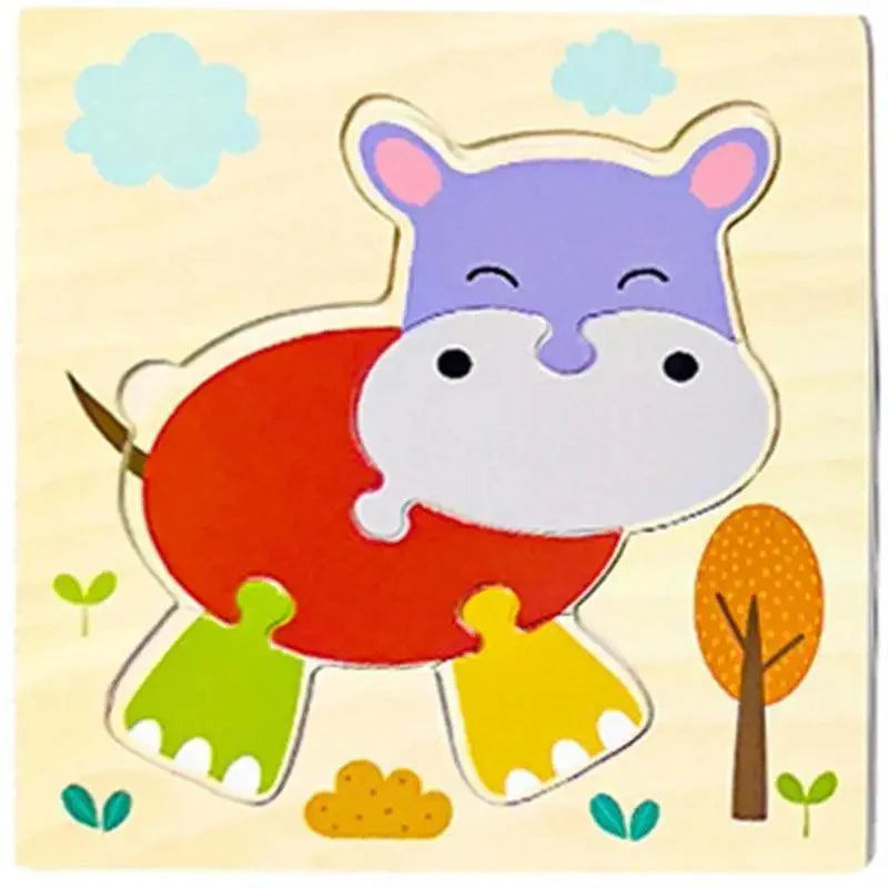 Montessori Games Baby Animals/traffic Kid's Cognition Puzzles Toys Wooden Cartoon Cognition Puzzle Toys Matching Education Game - SJB-DIAMOND ELITES