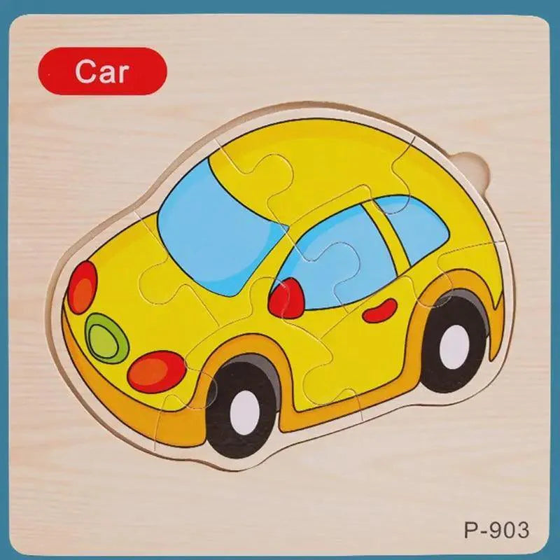 Montessori Games Baby Animals/traffic Kid's Cognition Puzzles Toys Wooden Cartoon Cognition Puzzle Toys Matching Education Game - SJB-DIAMOND ELITES