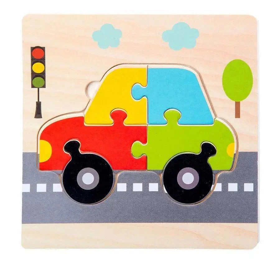 Montessori Games Baby Animals/traffic Kid's Cognition Puzzles Toys Wooden Cartoon Cognition Puzzle Toys Matching Education Game - SJB-DIAMOND ELITES